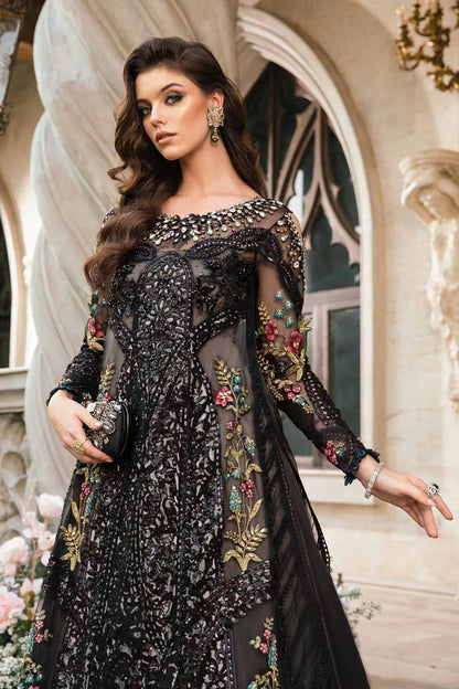 3 Piece Unstitched Embroidered Suit | BD-2802 Black